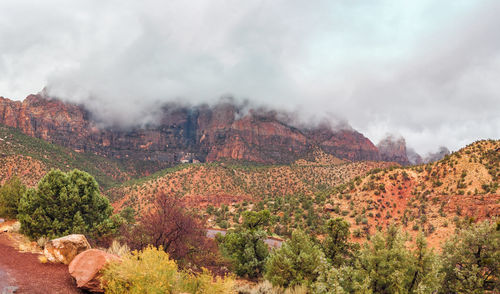 Scenic view of mountains against sky