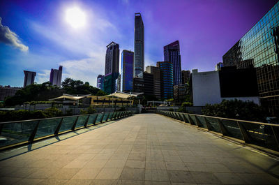 Illuminated buildings in city