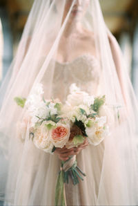 Close-up of wedding dress