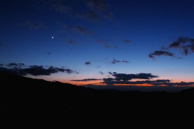 Scenic view of silhouette mountains against sky at sunset