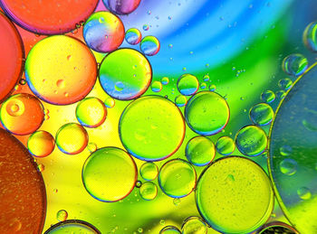 Colorful bubbles abstract background, oil bubbles in transparent liquid backdrop