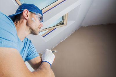 Low angle view of architect in room