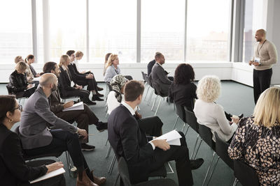 Group of business colleagues working at office