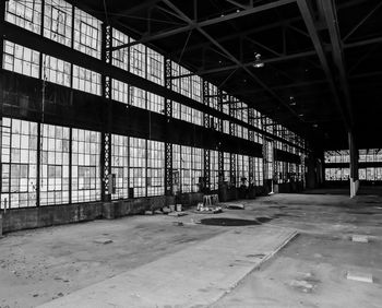 Abandoned empty warehouse windows