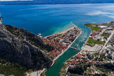 High angle view of sea against sky