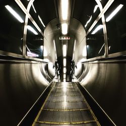 Interior of illuminated subway