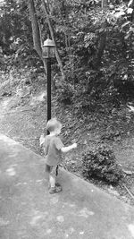 Rear view of girl walking outdoors