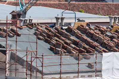 High angle view of roof of building