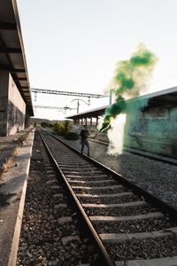 View of railway tracks against clear sky