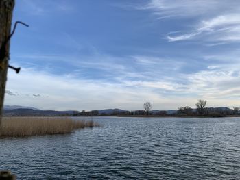 Scenic view of lake against sky