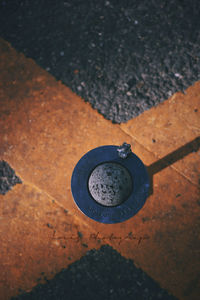 High angle view of metal on street