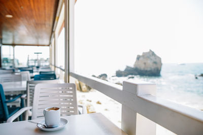 Seaside cafe cozy place in portugal