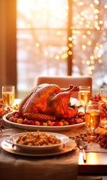 Close-up of food on table