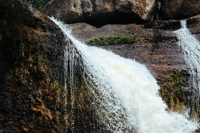 Water flowing through rocks