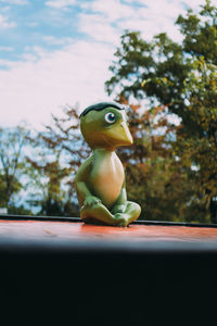 Close-up of frog on toy