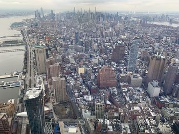 High angle view of city buildings
