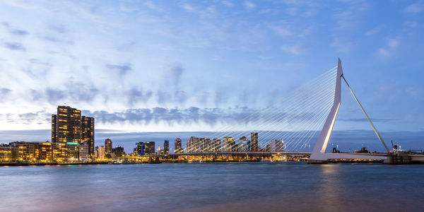 Rotterdam city skyline at dusk