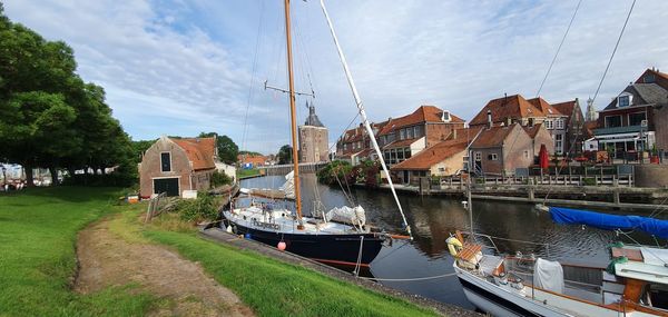 Scenic view of the historic dutch city of enkhuizen