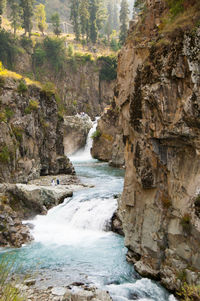 Scenic view of waterfall