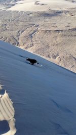 High angle view of snow on land