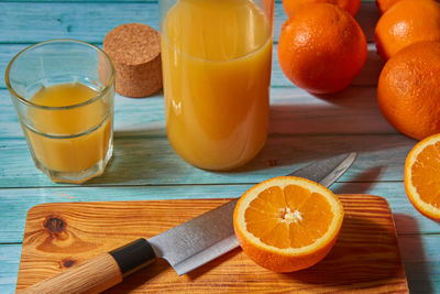 High angle view of breakfast on table