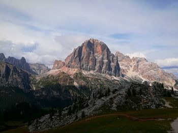Panoramic view of rocky mountains against sky