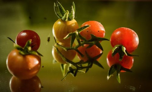 Close-up of wet cherries