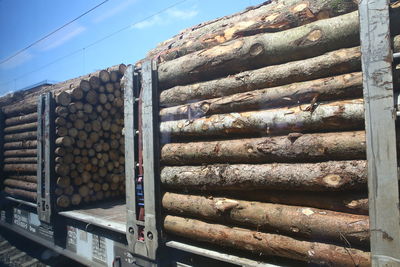 Close-up of stack of firewood