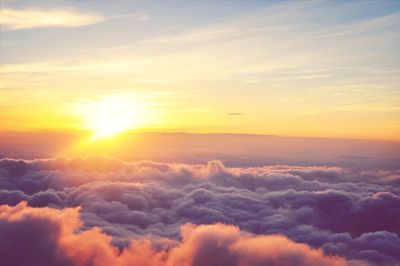 Scenic view of cloudy sky at sunset