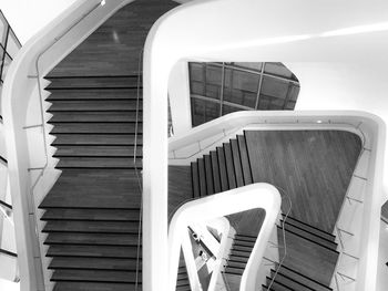 High angle view of spiral staircase in building