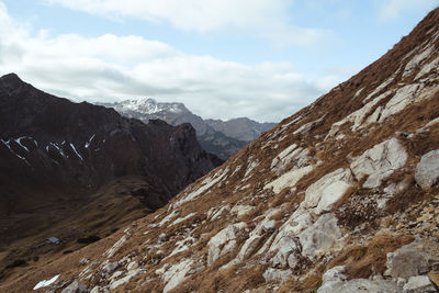 Scenic view of arid landscape during winter