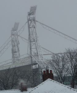 Electricity pylon in winter