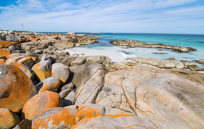 Rock formations at the bay of fires in tasmania