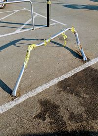 High angle view of umbrella on road