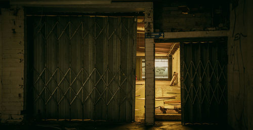 Closed door of abandoned building