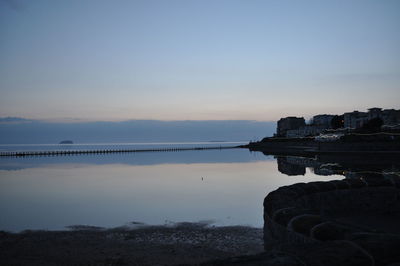 Scenic view of sea against sky at sunset