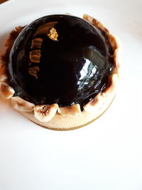 High angle view of dessert in plate on table