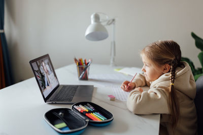 Girl studying at home