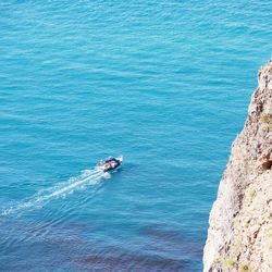 High angle view of boat in sea