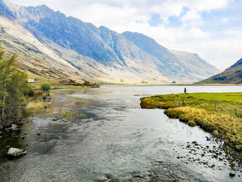 Scenic view of lake against sky