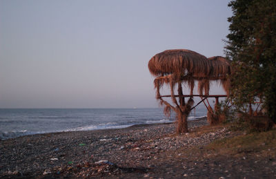 Scenic view of sea against clear sky