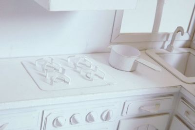 High angle view of white art on wall at home