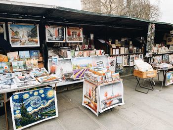 View of store for sale at market stall