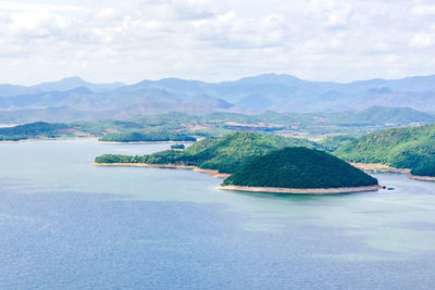 Scenic view of bay against sky