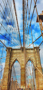 Low angle view of suspension bridge