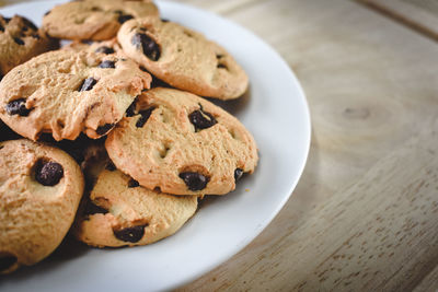 Close-up of cookies in plate