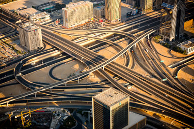 High angle view of highway in city