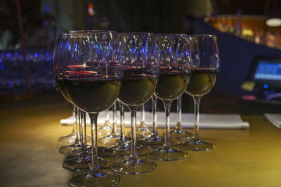 Close-up of wine glass on table in restaurant