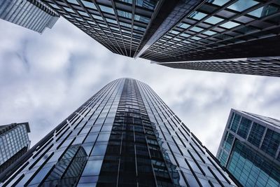 Low angle view of modern buildings against sky