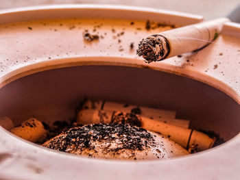 High angle view of coffee on table